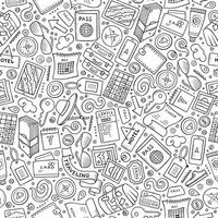 Cartoon Traveling seamless pattern with lots of objects vector