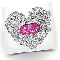 Drawing vector Greeting card of heart Be my Valentine.