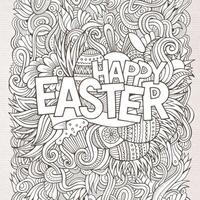 Easter hand lettering and doodles elements vector