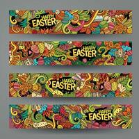 Corporate Identity vector templates set with doodles easter theme