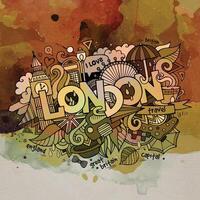 London watercolor doodles elements background. vector