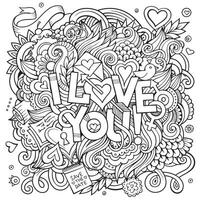 Love hand lettering and doodles elements background vector