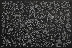 Chalkboard vector hand drawn Doodle cartoon set of objects