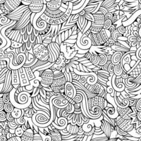 Easter doodles vector seamless pattern