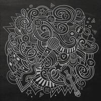 Hand-drawn chalkboard doodles Musical illustration vector