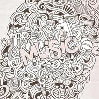 Music hand lettering and doodles elements background. vector