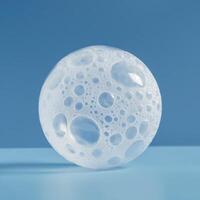 AI generated Soap bubble on blue background. 3d illustration. Macro. photo