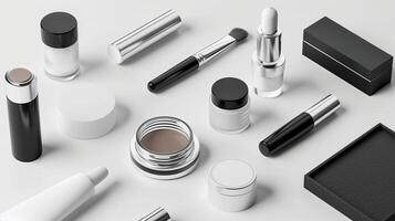 AI generated Mockup of cosmetic products on white background. 3d rendering photo