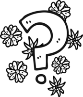 hand drawn black and white cartoon question mark icon png