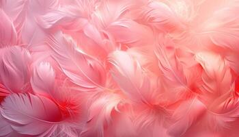 ai generado hermosa rosado plumas en un suave fondo, de cerca de foto, fondo de pantalla foto