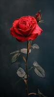 AI generated Red rose on a dark background. Close-up. photo