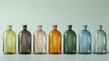 AI generated Empty geometric glass crystal bottles containers. 3d mockup photo