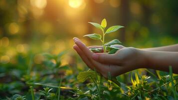 ai generado concepto para corporativo social responsabilidad y dando espalda a el comunidad con un verde naturaleza antecedentes. foto