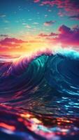 AI generated Animation high waves in sea with sunshine.Generative AI. video