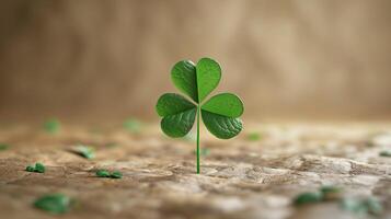 AI generated Three leaf clover, symbol of St. Patrick's Day, 3d render photo