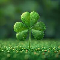 AI generated Three leaf clover, symbol of St. Patrick's Day, 3d render photo