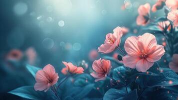 ai generado hermosa rosado hibisco flores con bokeh fondo, Copiar espacio foto