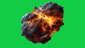 AI generated Fiery Meteor Falls with green screen background video