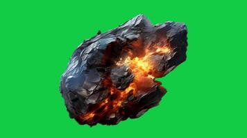 AI generated Shaking Meteor Space Rock falling on Green Screen video