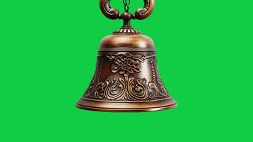 ai generado balanceo cobre clásico campana bucle en verde pantalla video