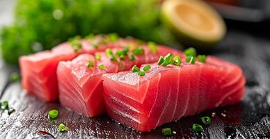 AI generated Tuna fillet cooked with spices - AI generated image photo