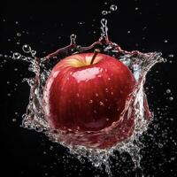 AI generated an apple is being splashed with water photo