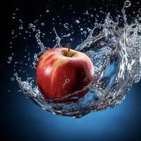 AI generated an apple is splashing in water photo