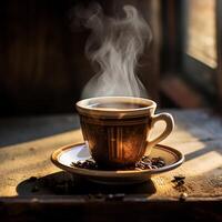 AI generated a cup of smoked  coffee photo