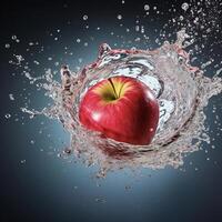AI generated an apple is being splashed with water photo