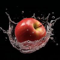 AI generated an apple is splashing in water photo