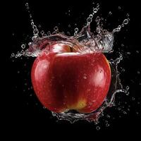 AI generated an apple is being splashed with water photo