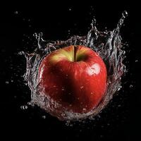 AI generated an apple is being splashed with water photo