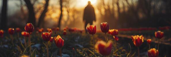 AI generated Tulips flowers field. photo