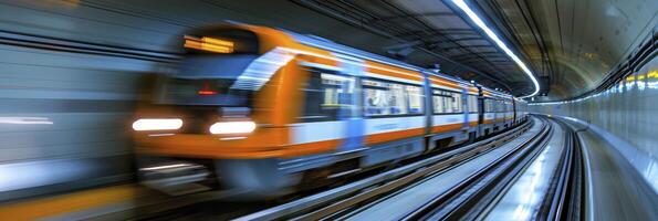 ai generado vibrante ferrocarril túnel Estallar de vistoso paso foto