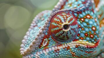 AI generated Nature Master of Disguise, A Captivating Portrait of a Chameleon in its Wild Habitat photo