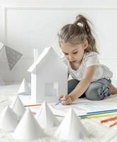 AI generated A little child making a house photo