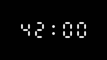 45 second countdown digital timer on black background. Free Video