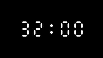 35 second countdown digital timer on black background. Free Video