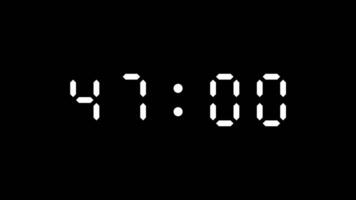 50 second countdown digital timer on black background. Free Video