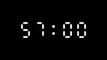 60 second countdown digital timer on black background. Free Video