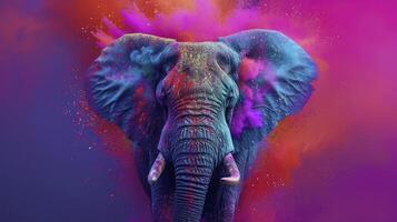 AI generated Elephant in the Color Explosion photo