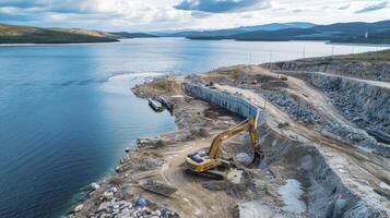 AI generated Dams are being constructed for hydroelectric projects photo