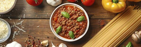 ai generado típico italiano comida en varios bochas foto