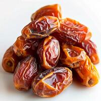 AI generated Dried dates on white isolated background - AI generated image photo