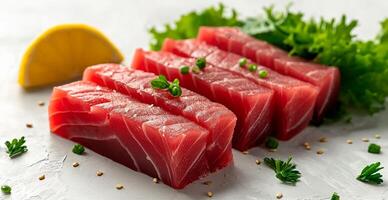 AI generated Tuna fillet cooked with spices - AI generated image photo