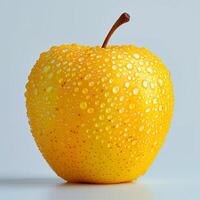 AI generated Ripe yellow green apple on a white background - AI generated image photo