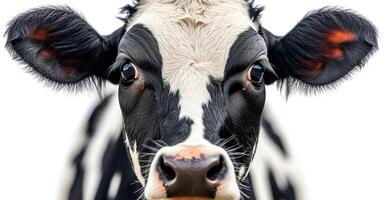 ai generado vaca en blanco aislado fondo, becerro - ai generado imagen foto