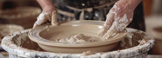 AI generated Describe the intricate process of creating a handmade piece of pottery. photo