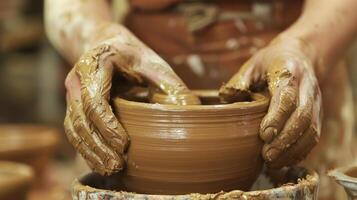 AI generated Describe the intricate process of creating a handmade piece of pottery. photo