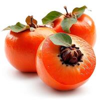 AI generated Persimmon on a white isolated background - AI generated image photo